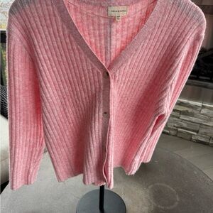 Petite Thread & Supply Pink Ribbed Cardigan